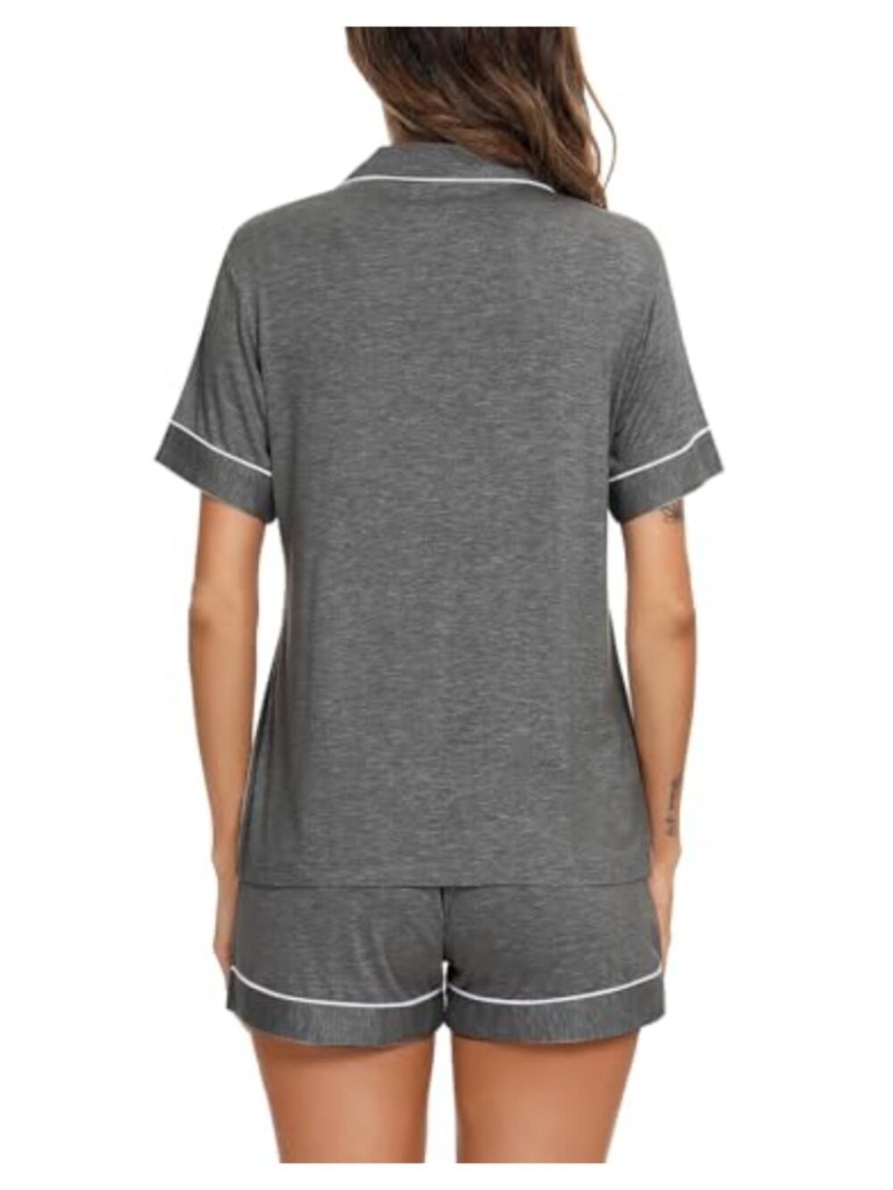 Modal Knit Short Pajama Set with Button Front Top - Picture 4 of 6